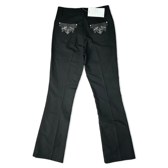 Otto Gi Italy Black Silver Embellished Pockets Bootcut Pants sz 38 / 8 NEW Tags - Picture 2 of 14